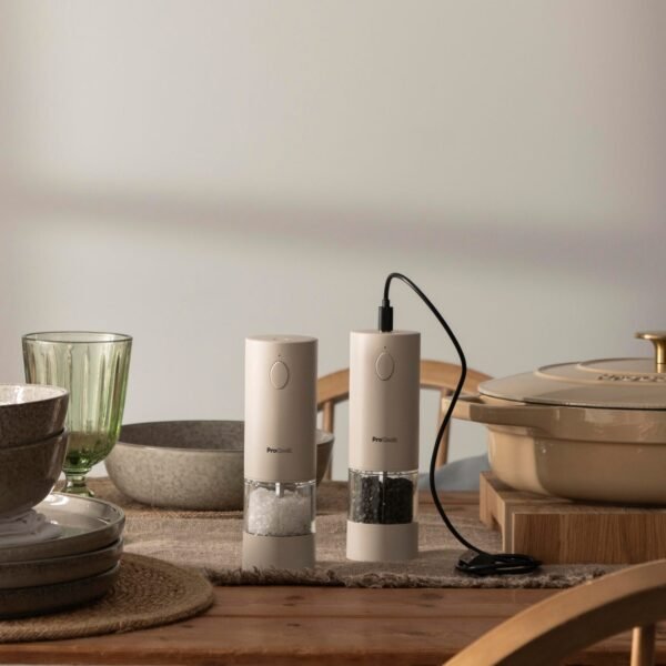 10229_F1_Square USB Rechargeable Electric Salt or Pepper Mill Stone